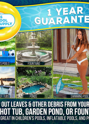U.S. Pool Supply Swimming Pool 5 Foot Leaf Skimmer Net with 4 Aluminum Pole Sections - 6 inch Deep Ultra Fine Mesh Netting Bag Basket for Fast Cleaning of The Finest Debris - 60 inch Long, Clean Spas, Ponds