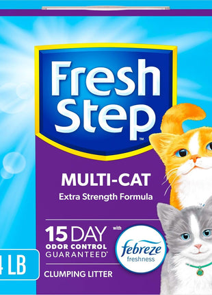 Fresh Step Clumping Cat Litter, Multi-Cat, Long Lasting Odor Control Kitty Litter with Activated Charcoal, Low Dust Formula, 14 lb