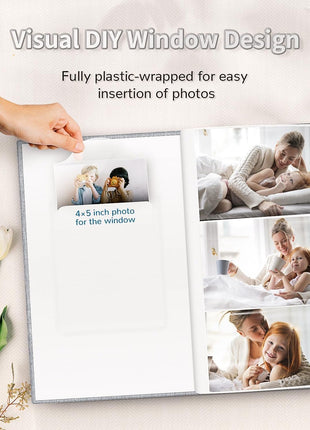Artfeel Photo Album 4x6 with 300 Pockets,Slip-in Picture Albums,Linen Cover Memory Book with Front Window,White Page Vertical Photo Book for Wedding,Family,Anniversare,Baby,Vacation,Father's Day