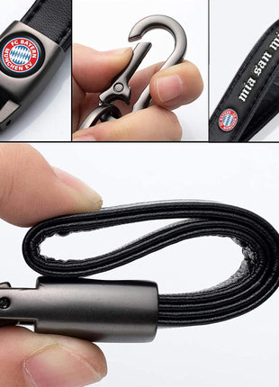 Genuine Leather Car Keychain for Bayern Munich UEFA Fans Key Chain for Men and Women Family Present Key Ring Accessories
