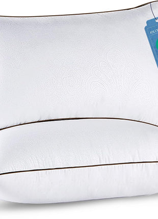 JOLLYVOGUE Standard Pillows Set of 2, Cooling and Supportive Pillows Full Size Set of 2 for Side and Back Sleepers, Down Alternative Hotel Collection Sleeping Pillow