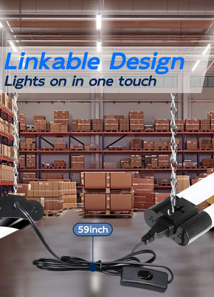 hykolity 10 Pack 4FT Linkable LED Shop Light, Utility Shop Light Fixture, 4400lm, 42W [250W Equivalent], 5000K Daylight Shop Lights for Garage, Hanging or Surface Mount, with Power Cord, ETL, Black