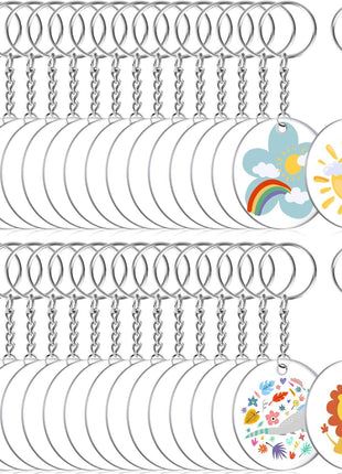 Audab Acrylic Keychain Blanks - 108 Clear Keychain Pieces for Vinyl Kit Including Acrylic Blanks, Rings for DIY Keychains, Crafting & Vinyl Projects
