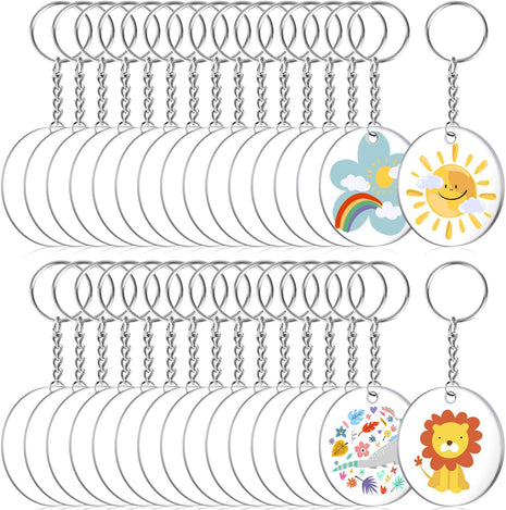 Audab Acrylic Keychain Blanks - 108 Clear Keychain Pieces for Vinyl Kit Including Acrylic Blanks, Rings for DIY Keychains, Crafting & Vinyl Projects