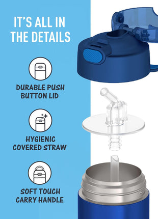 THERMOS FUNTAINER Water Bottle with Straw, 12oz, Blue
