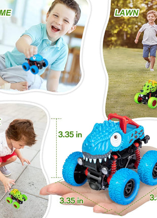 LODBY Dinosaur Toys for 2 3 4 5 Year Old Boys - Monster Truck Toys for Toddlers Boys Ages 2-4-6 - Push and Go Cars Dinosaur Toys for Kids 3-5 Year Old Boy Christmas Birthday Gifts