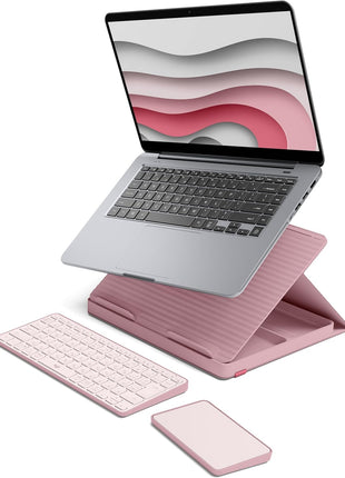 Logitech Casa Pop-Up Desk Work From Home Kit with Laptop Stand, Wireless Keyboard & Touchpad, Bluetooth, USB C Charging, for Laptop/MacBook (10 inch to 17 inch),Windows, macOS, ChromeOS - Bohemian Blush, Pink