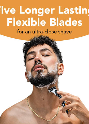 BIC Flex 5 Men's 5-Blade Razor Cartridge Refills, 8-Pack | Lubricating Strip with Aloe and Vitamin E | Precision Edging Blade for Tricky Spots | Refillable Cartridges for Convenience