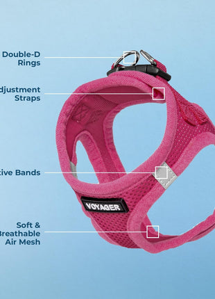 Best Pet Supplies Voyager Step-in Air Harness - All Weather Mesh, Reflective, No Pull Harness for Dogs, Cats - Secure with Hook & Loop Fastener, Buckle, Double D-Rings - Fuchsia, S