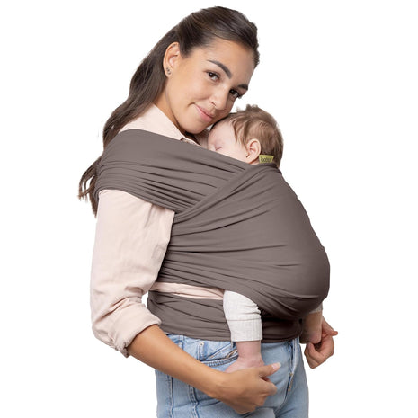 Boba Baby Wrap Carrier - Stretch Cotton Newborn Sling, Grey | Breathable, Hands-Free Babywearing Carrier Wrap; ergonomic, secure hold for newborn to toddler 7-35 lbs.