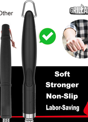 GRILLART Grill Brush and Scraper, Extra Strong BBQ Cleaner Accessories, Safe Wire Bristles Barbecue Triple Scrubbers Cleaning Brush for Gas/Charcoal Grilling Grates, Wizard Tool BR 8115