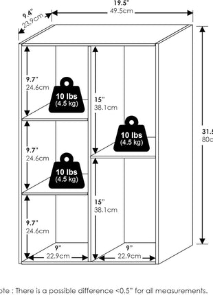 Furinno Luder Bookcase / Book / Storage , 5 Cube, White