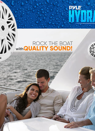 Pyle 5.25 Inch Dual Marine Speakers - 2 Way Waterproof and Weather Resistant Outdoor Audio Stereo Sound System with 150 Watt Power, Poly Carbon Cone, Cloth Surround and Low Profile Design - 1 Pair