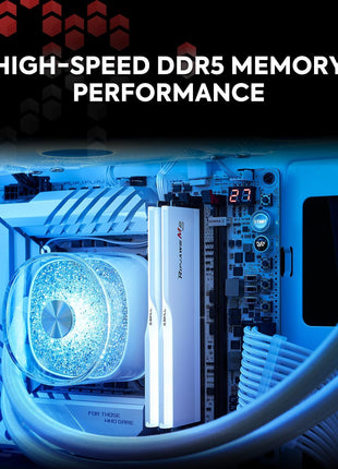 G.SKILL Ripjaws M5 RGB Series DDR5 RAM (Intel XMP 3.0) 96GB (2x48GB) 5600MT/s CL40-40-40-89 1.25V Desktop Computer Memory U-DIMM - Matte White (F5-5600J4040D48GX2-RM5RW)