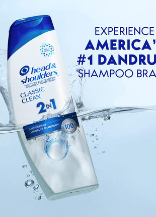 Head & Shoulders Classic Clean 2-in-1 Anti-Dandruff Shampoo and Conditioner, Travel Size, 72-Hour Protection, 8.45 fl oz