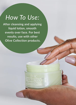 DHC Olive Virgin Oil Essential Cream, Ultra-Rich Skin Barrier Cream, 1.7 oz | Ultra Emollient Face Cream for Dry Skin, Moisturizes and Calms Sensitive Skin, Promotes Skin Elasticity and Radiance
