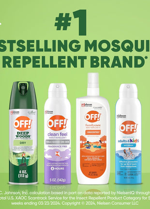 OFF! Deep Woods Insect Repellent Aerosol, Dry, Non-Greasy Formula, Bug Spray with Long Lasting Protection from Mosquitoes, 4 Oz, 2 Count
