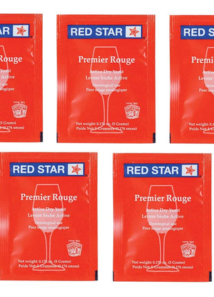 Red Star Premier Rouge Wine Yeast   Pack of 5   With North Mountain Supply Freshness Guarantee