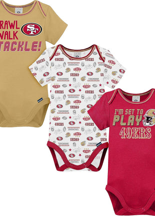 Gerber NFL Unisex-Baby NFL Team 3 Pack Short Sleeve Onesie Bodysuit