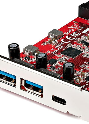 5-Port USB PCIe Card - 10Gbps USB 3.1 Gen 2 PCIe Card w/ 1x USB-C & 2X USB-A - 1x 2 Port IDC (Internal 5Gbps USB Header Expansion) - USB C PCI Express Controller Card