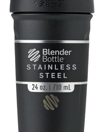 BlenderBottle Sport Flip Stainless Steel Shaker Bottle 24 oz Black