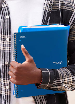 Five Star Spiral Notebook  Study App, 3 Subject, College Ruled Paper, 8-1/2 inch x 11 inch, 150 Sheets, Fights Ink Bleed, Water Resistant Cover, Pacific Blue (73623)
