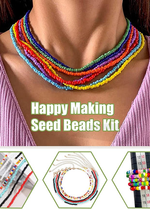 Ybxjges 24000Pcs 2mm Glass Seed Beads Kit, with 28 Colors Small Beads Kit for Girls,Women and Adults,Bracelets, Necklaces,Earring,Jewelry Making Supplies