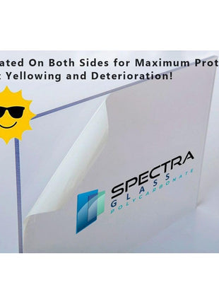 Spectra Glass Clear Polycarbonate Plastic Sheet. Stronger Than Plexiglass Sheets. UV, Impact, Weather Resistant. Sizes Nominal Cut Within +-1/8 inch. Made in USA. 24 inch x 48 inch (1/4 inch Thick)