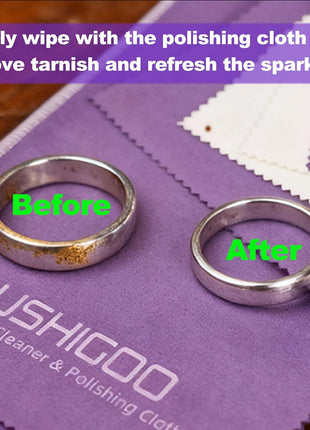 Jewelry Cleaning & Polishing Cloth,2Pcs Sterling Silver Gold Platinum Tarnish Remover,Non-Toxic Eco Friendly,Jewelry Cleaner Cloth for Ring,Earring,Watch and Coins Care
