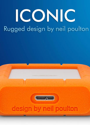 LaCie Rugged 5TB Portable External HDD - USB 3.0/2.0 Compatible, Shock/Dust/Rain Resistant for Mac & PC, Orange, Grey