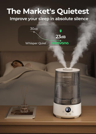 Homvana Humidifiers for Bedroom Home, 3.6 L Cool Mist Top Fill 34H Super Long Time, Quiet 23dB, Baby Humidifier, Oil Diffuser for Large Room, Plants, Nursery, Office BPA FREE, 7 Color Light Ultrasonic