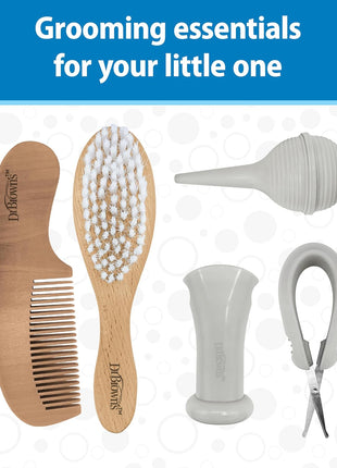 Dr. Brown's Baby Care Essentials Kit, Nail Scissors with Case, Nasal Aspirator, Cradle Cap Brush and Comb, BPA-Free