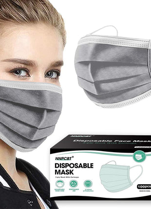 NNPCBT 100PCS 3 Ply Black Disposable Face Mask Filter Protection Face Masks