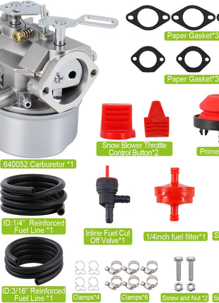 640052 Carburetor Compatible with Tecumseh 8hp 8.5hp 9hp 9.5hp 10hp 10.5hp HMSK80 HMSK85 HMSK90 HMSK100 HMSK105 HMSK110 LH318SA LH358SA Engines Replace 640054 640349 640058 640058A for Snow blowers