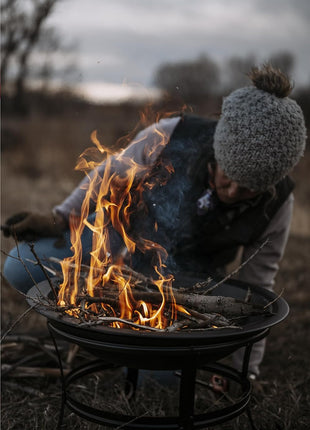 Gas One 22 in Outdoor– Wood Burning Fire Pit with Mesh Lid and Fire Picker – Durable Alloy Steel Fire Pits for Outside – Small Fire Pit for Backyard, Porch, Deck, Camping, BBQ
