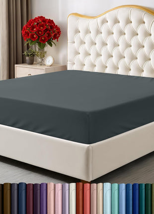 Utopia Bedding Queen Fitted Sheet   Bottom Sheet   Deep Pocket   Soft Microfiber   Shrinkage and Fade Resistant   Easy Care  1 Fitted Sheet Only (Grey)
