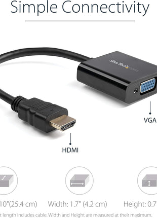StarTech.com 1080p 60Hz HDMI to VGA High Speed Display Adapter - Active HDMI to VGA (Male to Female) Video Converter for Laptop/PC/Monitor (HD2VGAE2)