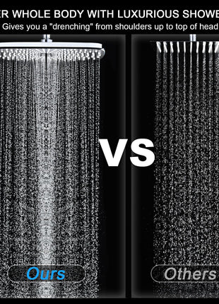 12" High Pressue Rain Shower Head with Handheld, 9 Sprays Hand Showerhead | Shower Heads with Handheld Spray Combo, Dual Head, Built-in Magnetic Docking, Power Jets, 59" Shower Hose, Chrome 1.8GPM