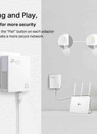 TP-Link AV1000 Powerline Ethernet Adapter KIT - Gigabit Port, Nano Size | Plug Pair &Play, Ethernet Over Power, Power Saving Mode, Network Adapter, Free Expert Help (TL-PA7017 KIT)