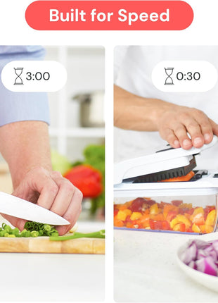 Fullstar Pro Original Vegetable Chopper & Spiralizer, Kitchen Prep Tool | 4 in 1 Veggie Slicer, Onion & Fruit Cutter with Sharp Stainless Steel Blades & Container, All-in-One Food Prep Tool (White)