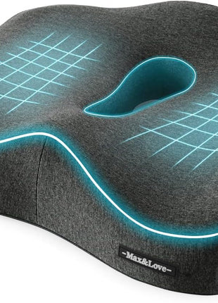 Memory Foam Seat Chair Cushion for Relieves Back Sciatica Pain Tailbone Pain Coccyx Degenerating Disc Orthopedic Osteoarthritis Prostate Cushion Low Back Pain Cushion Hip Shaping (Dark Gray)