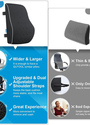 Lumbar Support Pillow for Office Chair, Office Home Essentials,Gifts for Mom,Dad, Back Support Pillow for Car, Chair Cushions,Back Pain Relief Improve Posture,Mesh Cover Double Adjustable Straps