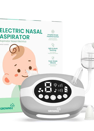 GROWNSY Electric Nose Suction for Baby, Hospital-Grade Nasal Aspirator with Night Light,Soothing Lullabies, Baby Nose Sucker with 9 Adjustable Suction Levels
