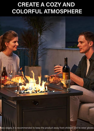 NUPICK 20 Pound Fire Glass, 1/2 Inch Reflective Fire Glass, Fit with Fire Pit and Fireplace, Black