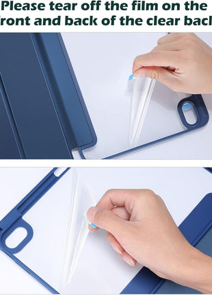 ProCase for iPad A16 11th/10th Generation Case with Pencil Holder, Navy | 11 Inch 2025/10.9 Inch 2022, Hybrid Cover a16 iPad Case 11th/10th Generation, Clear Back Soft TPU Bumper, Auto Wake/Sleep