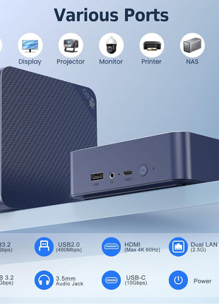 Beelink Mini PC,Mini S12 N95 Intel Alder Lake-N95 (up to 3.4GHz),12GB LPDDR5 512GB SATA3 SSD Mini Desktop Computer, Support 4K@60Hz Dual HDMI Display, 2.5G LAN/USB3.2/Low-Power Home/Office Micro PC