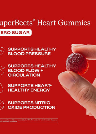 HumanN SuperBeets Heart Gummies Zero Sugar - Beet Gummy with Energy Support, Grape Seed Extract & Beetroot Powder - 60 Count (Pack of 3)