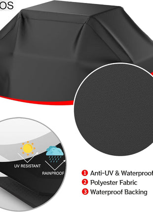 Grill Cover, 58 inch BBQ Gas Grill Cover for Outdoor Grill, Waterproof, Anti-UV, Rip-Proof, Fade Resistant Material, Barbecue Cover with Hook-and-Loop Straps & Adjustable Hem Drawstring, Black