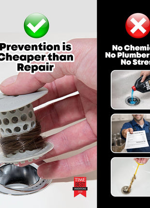 TubShroom Bathtub Drain Hair Catcher – in-Drain Tub Strainer & Clog Prevention Protector, Fits Standard 1.4"–1.75" Tub Drains, Easy Clean, Captures Human & Pet Hair Out of Sight (Gray)