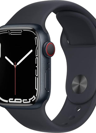 Apple Watch Series 7 GPS + Cellular, 45mm Midnight Aluminum Case with Midnight Sport Band - Regular (Renewed)